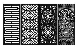 Decorative floral patterns, geometric template for cnc laser cutting vector