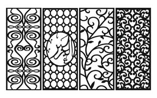 Decorative floral patterns, geometric template for cnc laser cutting vector