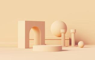 3d render abstract display podium platform for product presentation and advertising. Minimal scene backdrop with clean design. Vacant pedestal for mock up. Empty stage with pastel color for cosmetic. photo