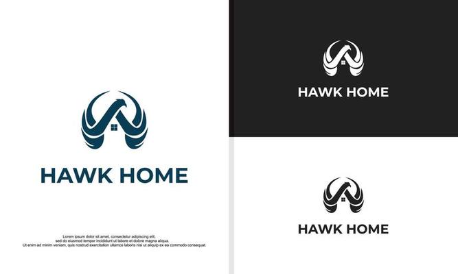 logo illustration vector graphic of hawk head combined with house, fit for real estate company, etc.