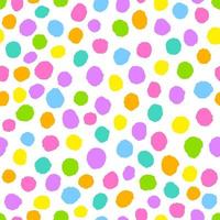 lindo arco iris color garabato polkadot círculo redondo abstracto mano dibujada forma geométrica elemento patrón sin costuras mantel, papel de regalo, alfombra de picnic, mantel, tela fondo vector ilustración