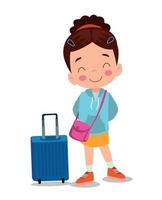 smiling cute little boy with suitcase vector