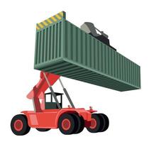 Logistics and shipping of container truck at ship port for business Container Cargo ship and cargo plane with crane bridge working at shipyard at sunrise, logistics import export and shipping vector