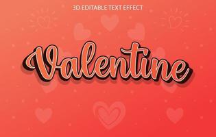 efecto de texto editable en 3d de san valentín gratis, estilo de texto del día de san valentín, texto de feliz día de san valentín vector