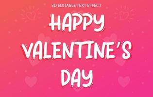 efecto de texto editable en 3d de san valentín gratis, estilo de texto del día de san valentín, texto de feliz día de san valentín vector