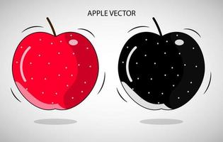 vector de ilustración de manzana gratis, vector de manzana roja y negra, vector de manzana plano, dibujo de manzana colorido, icono de fruta de manzana