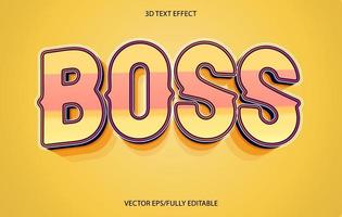 jefe efecto de texto 3d editable gratis, texto claro en 3d, efecto de fuente editable de estilo 3d vector