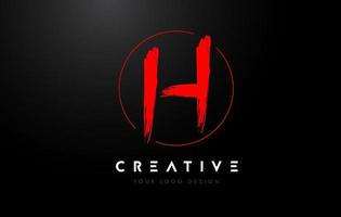Red H Brush Letter Logo Design. Artistic Handwritten Letters Logo Concept. vector