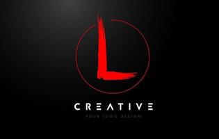 Red L Brush Letter Logo Design. Artistic Handwritten Letters Logo Concept. vector