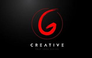 Red G Brush Letter Logo Design. Artistic Handwritten Letters Logo Concept. vector