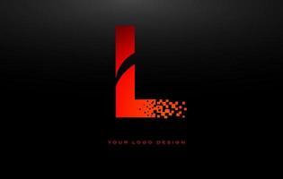 L Initial Letter Logo Design with Digital Pixels in Red Colors. vector