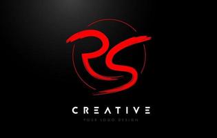 Red RS Brush Letter Logo Design. Artistic Handwritten Letters Logo Concept. vector