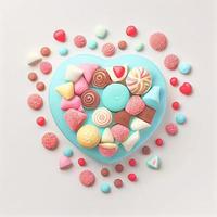 Close up shot of sweets for Valentine's Day background with copy space. Gift ideas for Valentine. photo