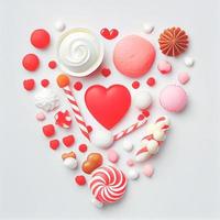 Close up shot of sweets for Valentine's Day background with copy space. Gift ideas for Valentine. photo