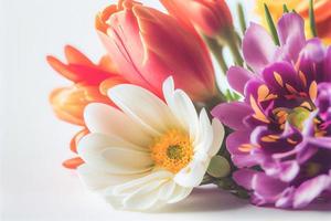 Close up shot of fresh flowers for Valentine's Day background with copy space. Gift ideas for Valentine. photo