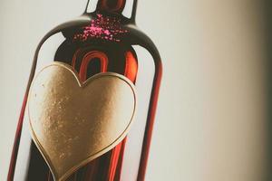 Close up shot of wine for Valentine's Day background with copy space. Gift ideas for Valentine. photo