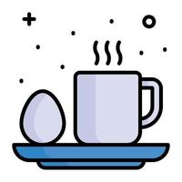 Vector design of tea cup with boiled egg, denoting breakfast icon