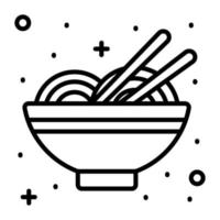 Noodles in a bowl with chopsticks denoting chinese food vector