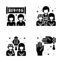 iconos chinos de año nuevo y cultura ambientados en un estilo de diseño moderno, vectores fáciles de usar y editables