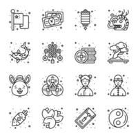 Chinese new year and culture icons set in modern design style, easy to use and editable vectors