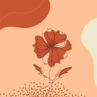 Boho Minimal flower and leaves decorative background vector