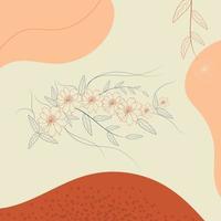 Boho Minimal Outline Floral Illustration vector