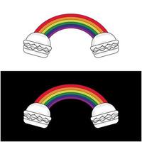 burger  rainbow logo design template vector