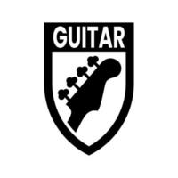 vector de diseño de logotipo de escudo de guitarra