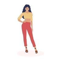 Fashion model. Beautiful young woman in a summer outfit. Vector isolated illustration