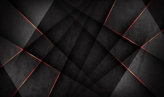 3D black rough grunge techno abstract background overlap layer on dark space with orange lines decoration. Modern graphic design element cutout style concept for banner, flyer, card, or brochure cover vector