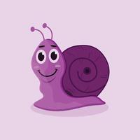 cute snail vector in purple gradient color with shadow