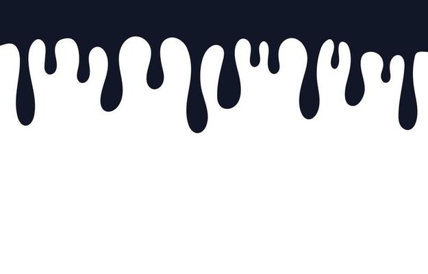 Abstract background with black melt drips. Current paint or blood drop, oil flow, liquid caramel, ink, chocolate sauce splash. Vector illustration