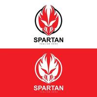 logo espartano, vector de traje de casco de guerra, icono de armadura bárbara, vikingo, diseño de gimnasio, fitness