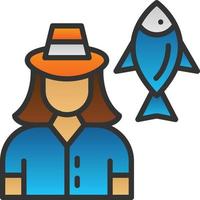 Fisherwoman Vector Icon Design