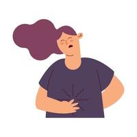 woman sick with stomach ache vector