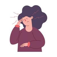 woman sick with headache vector