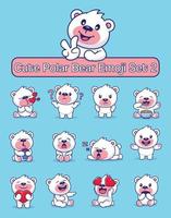 Set of cute polar bear characters with different emoticons vector