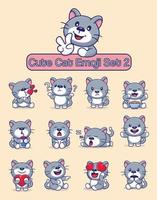 conjunto de lindos personajes de gatos con diferentes emoticonos vector