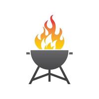 BBQ grill simple and symbol icon with smoke or steam logo vector