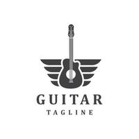icono de diseño de logotipo de guitarra y vector de símbolo