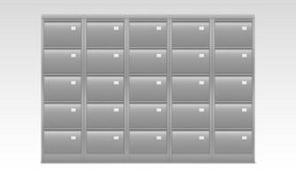 File cabinet with drawers for documents, vector