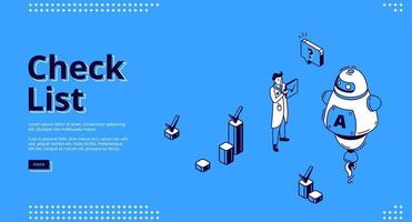 Check list, online survey isometric web banner vector