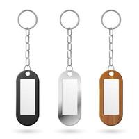 Vector metal, plastic and wooden keychains