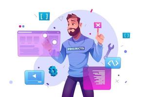 Web development concept with programmer and ar vector