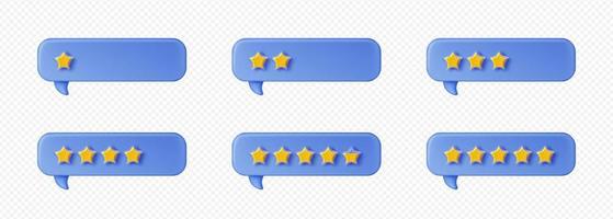 3d render customer feedback stars in speech bubble vector