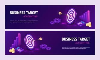 Business target accounting isometric landing page vector