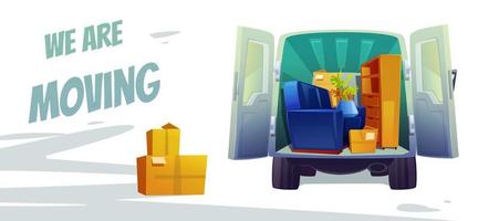 Furniture delivery, moving house service poster vector