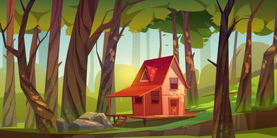 Wooden house in forest or garden vector