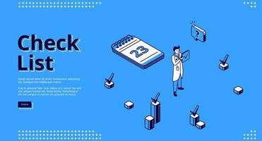 Landing page of check list for planning work vector