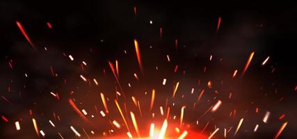 Fire sparks of metal welding, fire burning vector